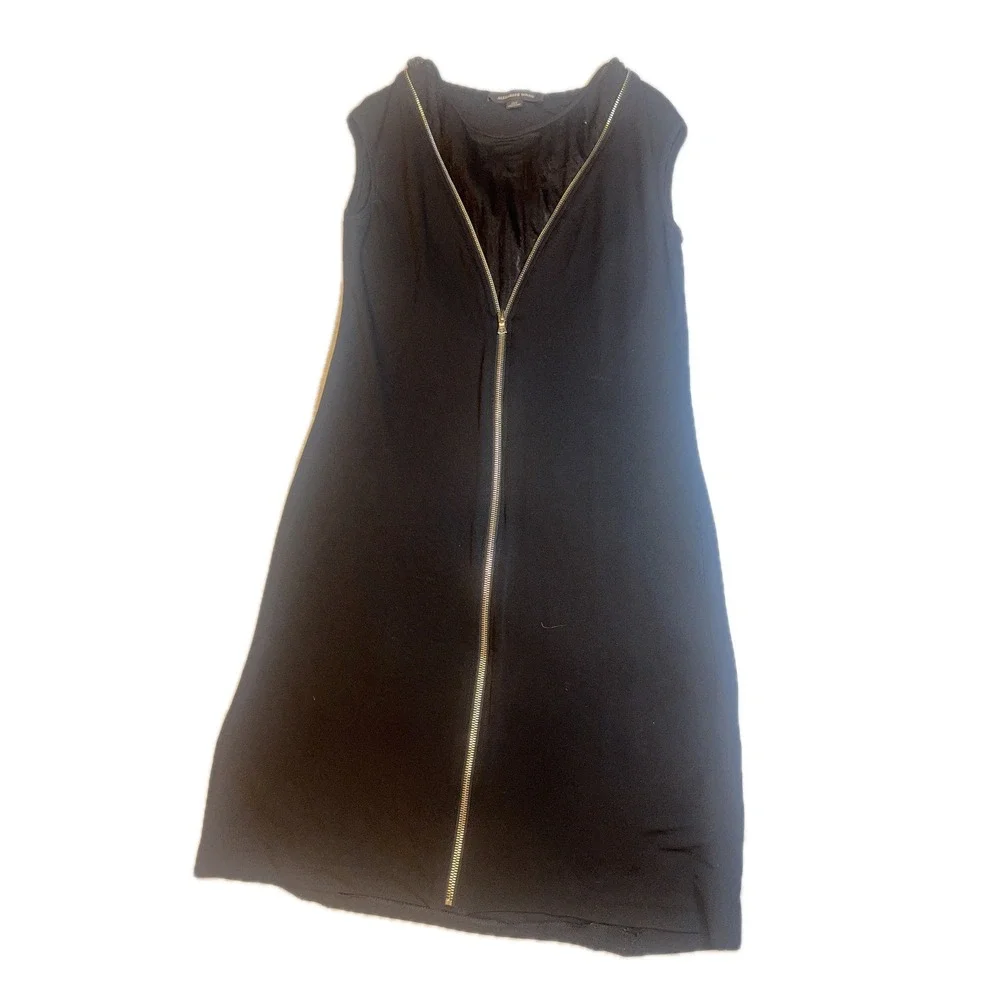 Alexander‎ Wang Black Sleeveless Mini Dress Gold Zipper Detail Size 8